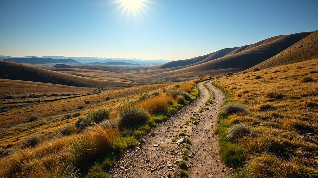 평지에서 언덕으로 이어지는 자연 러닝 트레일의 지형 변화